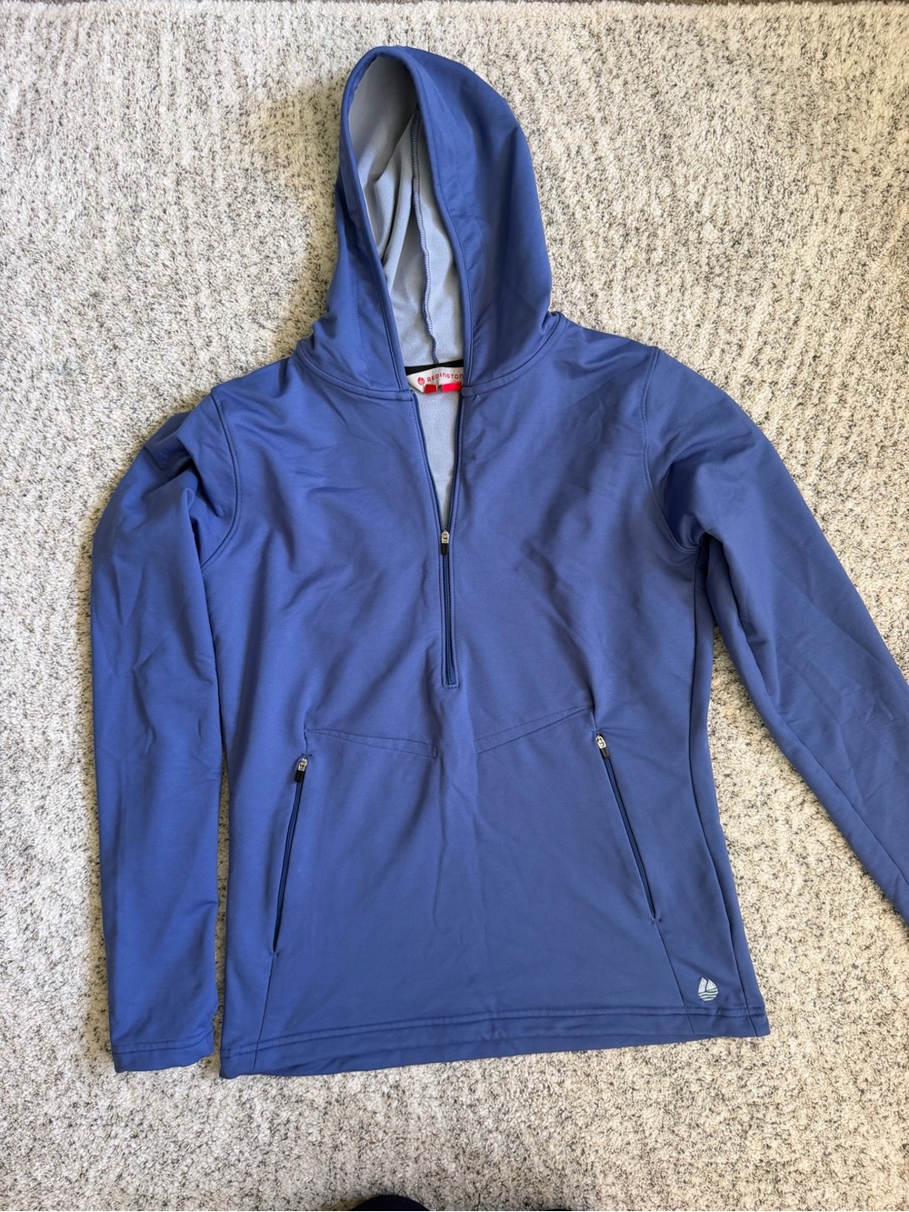 Blue Hooded Quarter-Zip Sweater